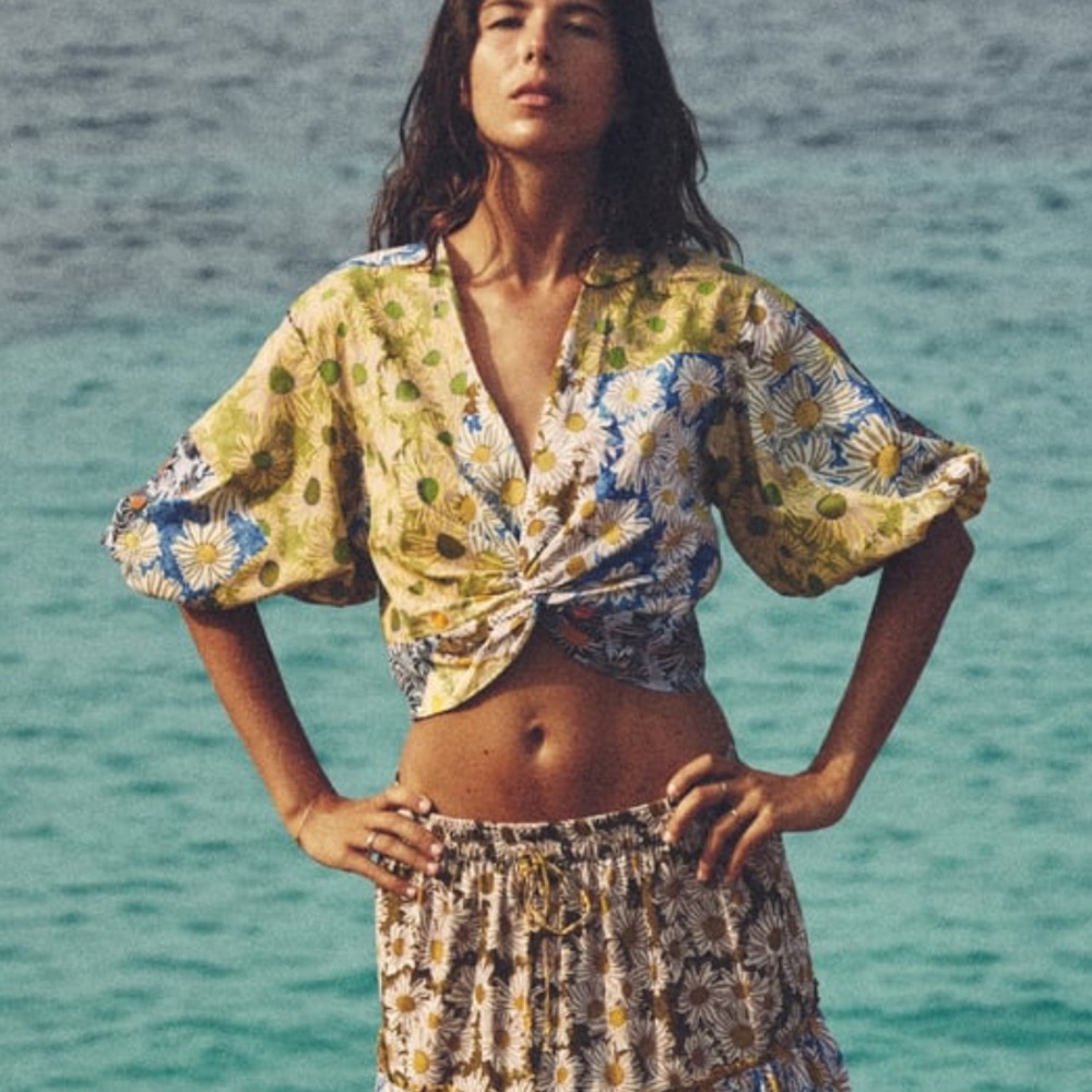 Knitted print top